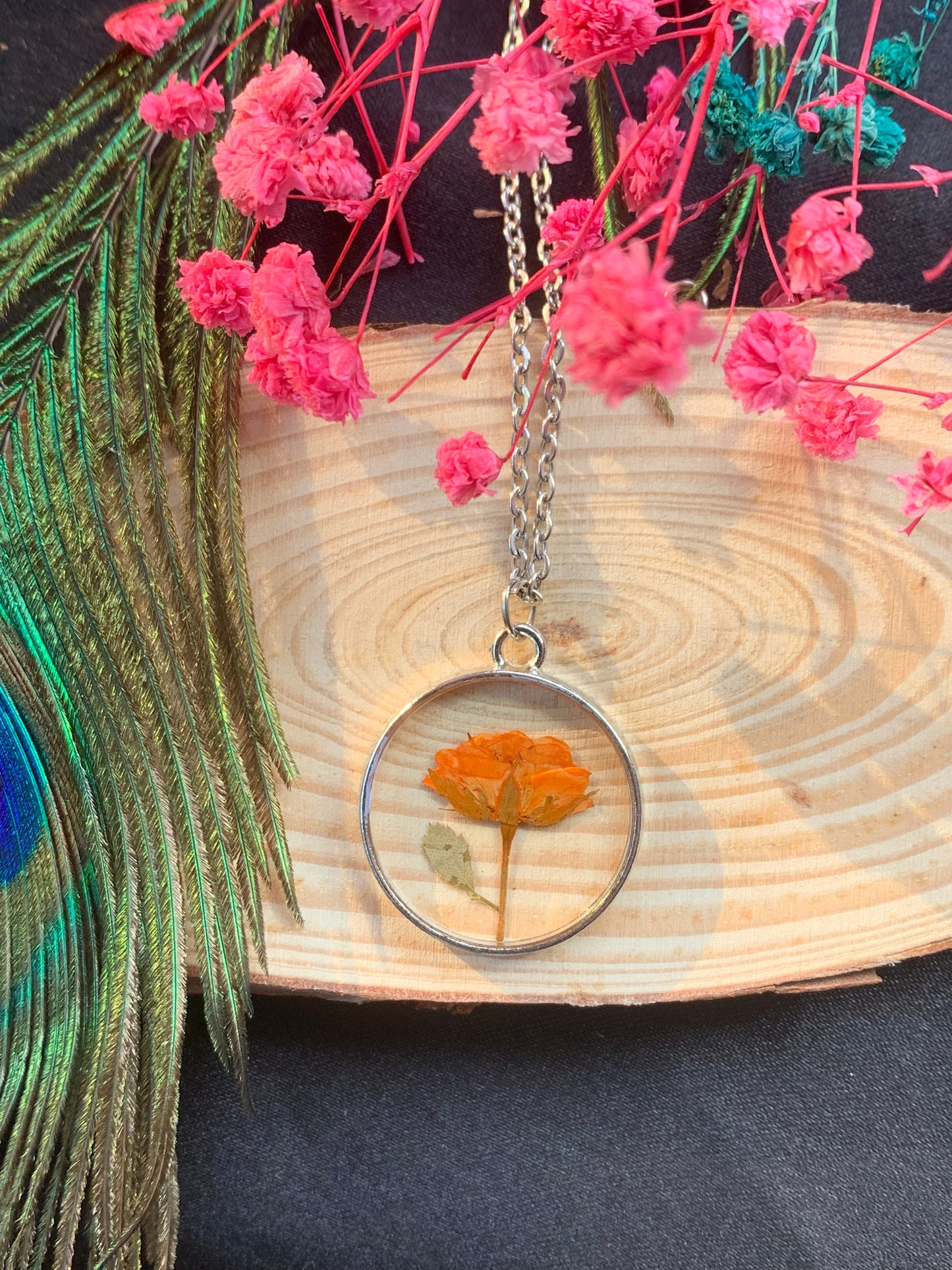 Eternal Rose Resin Pendant - Timeless Beauty in Every Petal