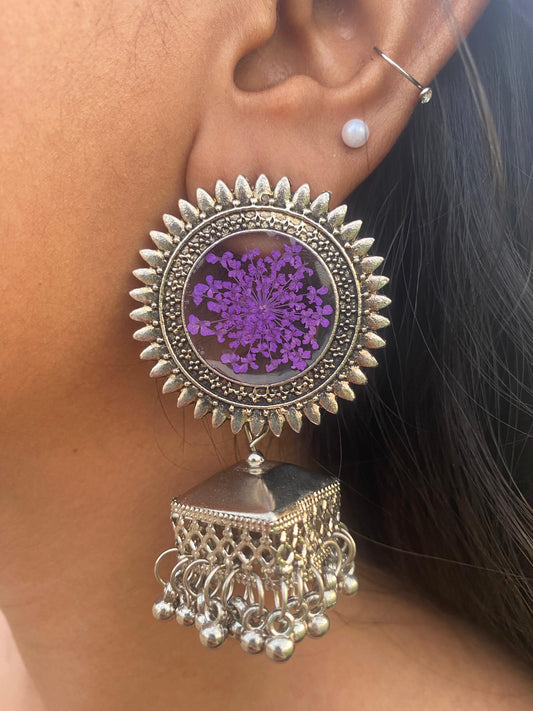 Aaravi Bloom Oxidized Jhumkhas