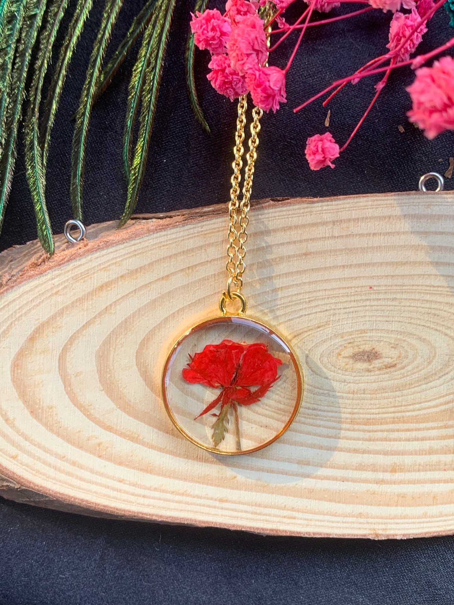 Eternal Rose Resin Pendant - Timeless Beauty in Every Petal
