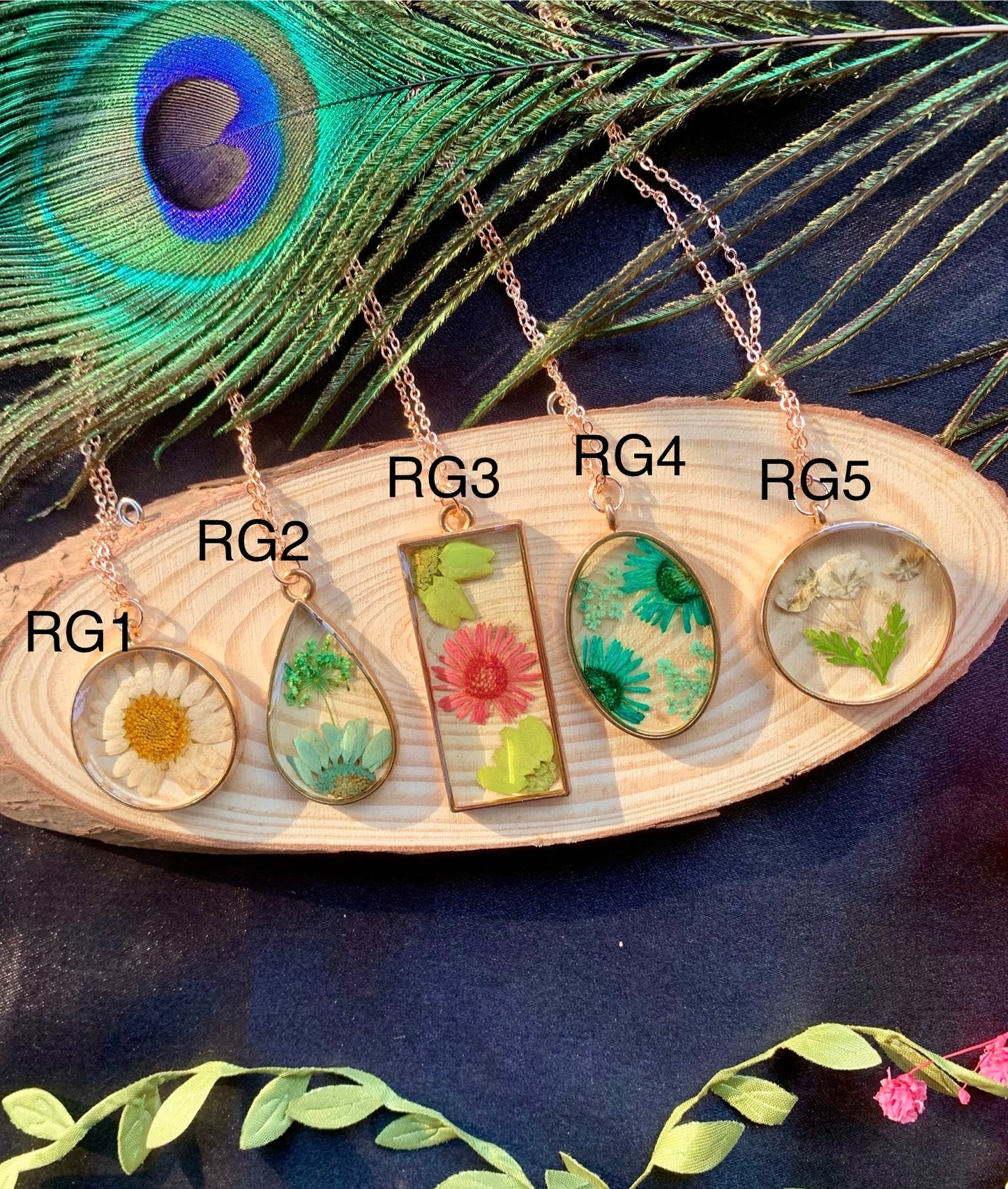 Rose Gold Floral Resin Pendant - Nature's Timeless Beauty