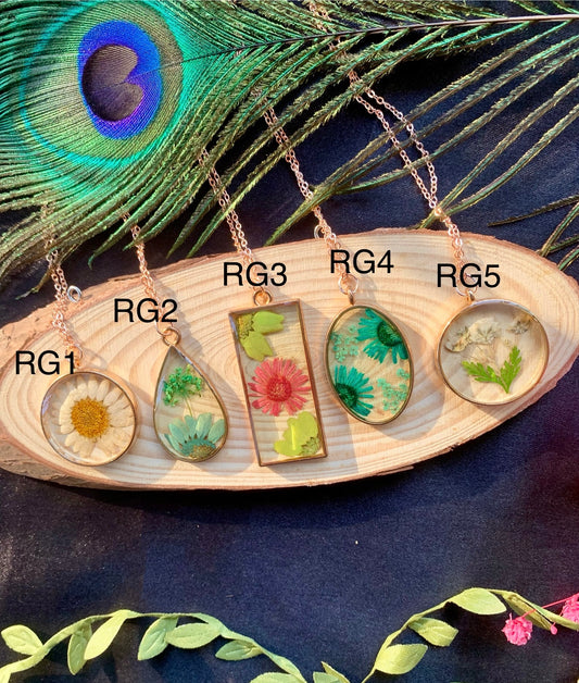 Rose Gold Floral Resin Pendant - Nature's Timeless Beauty