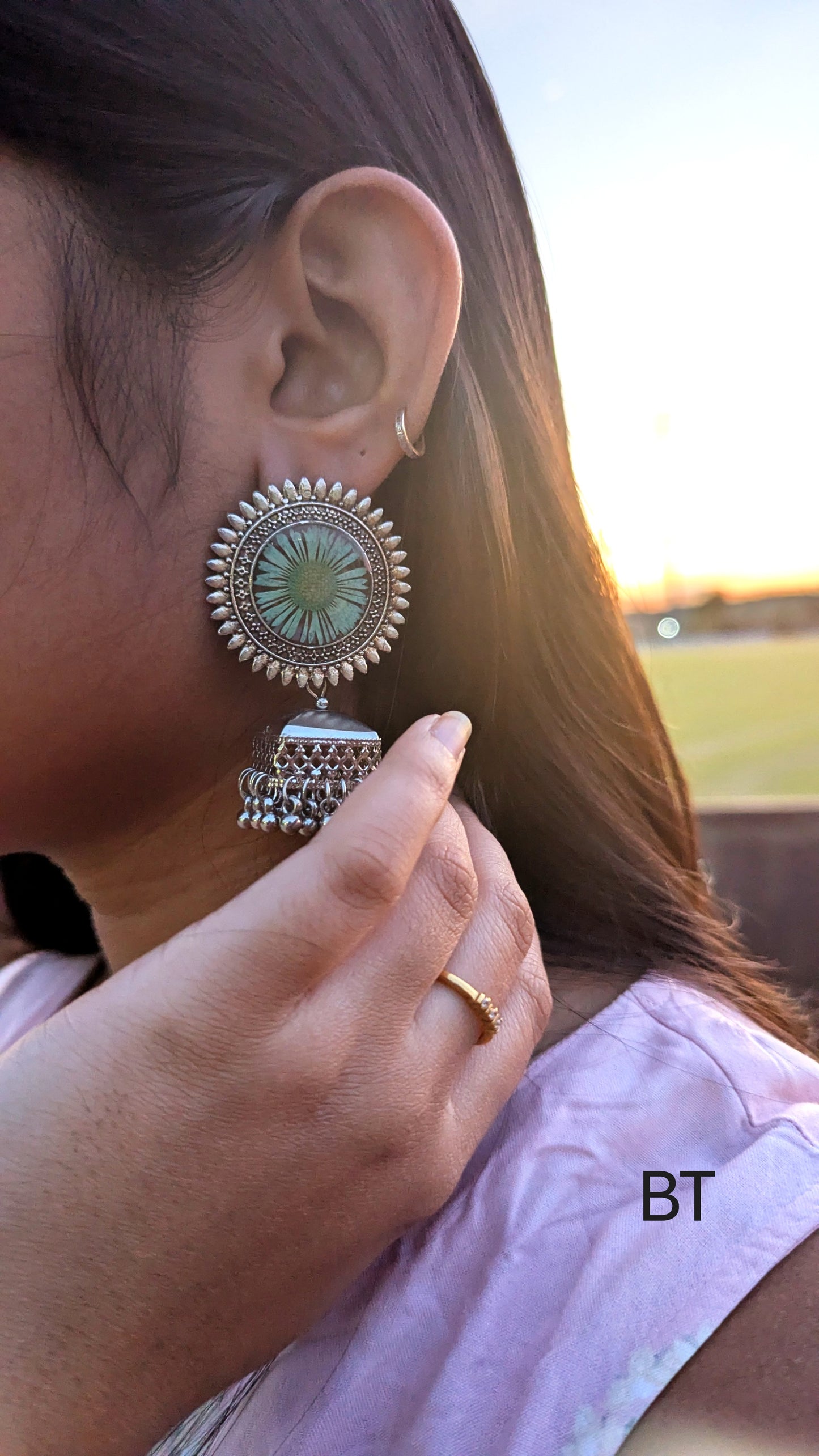 Aaravi Bloom Oxidized Jhumkhas